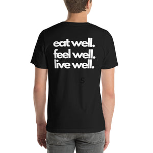 Open image in slideshow, Nourish + Bloom Eat Well | Feel Well | Live Well Unisex t-shirt
